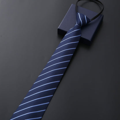 Mens Business Formal Zipper Tie With Blue Stripes - ARCHSHOPE