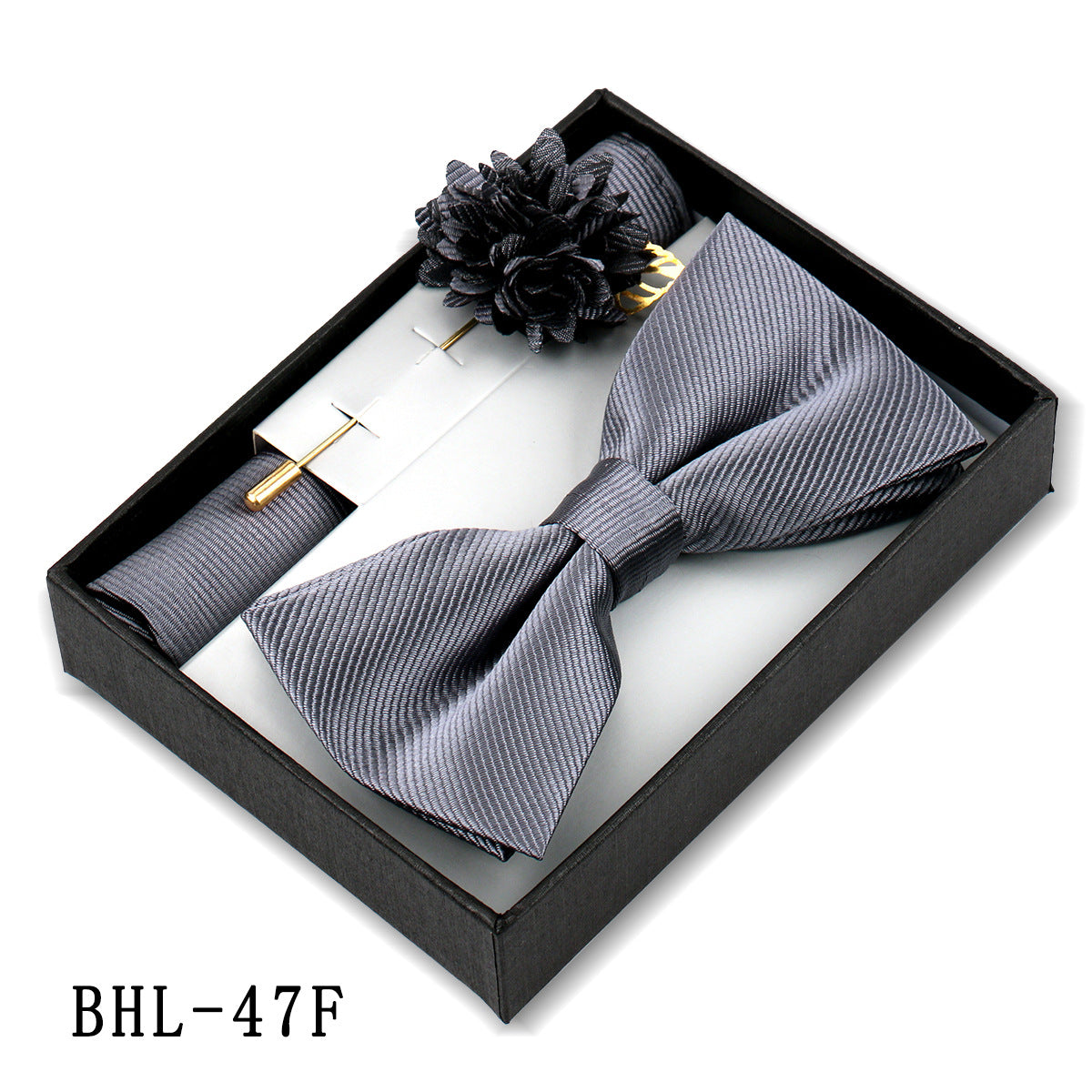 Mens Bow Tie, Pocket Square, And Brooch Gift Set - ARCHSHOPE