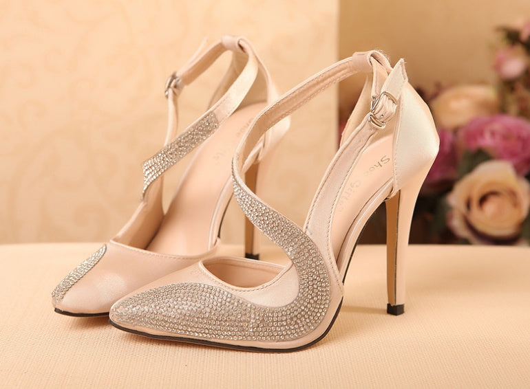 Super high heel fashion rhinestone high heels single shoes - ARCHSHOPE