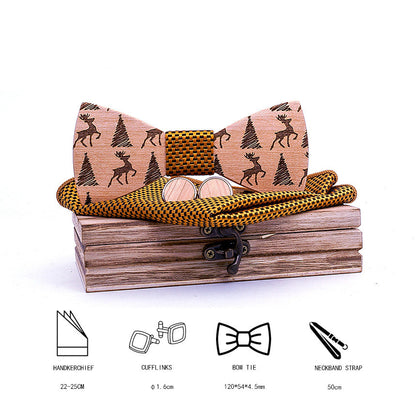 Christmas gift elk design wooden bow tie - ARCHSHOPE