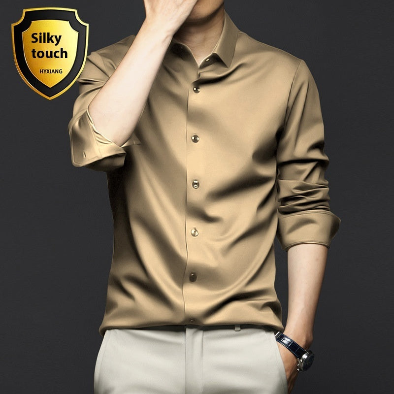 Chemise à manches longues pour homme, anti-rides, sans repassage, pour le travail
