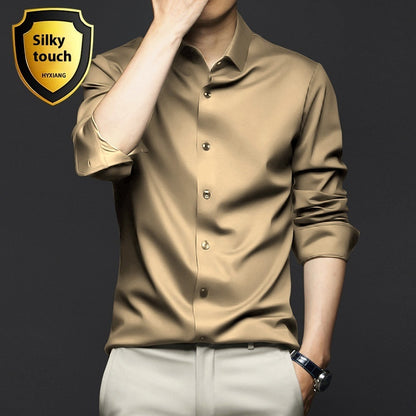 Chemise à manches longues pour homme, anti-rides, sans repassage, pour le travail