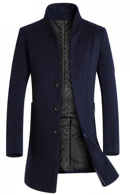 Manteau slim mi-long en laine pour homme, trench-coat