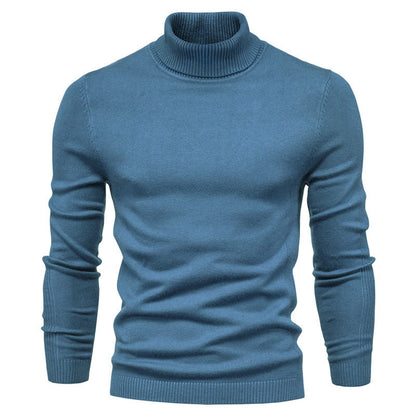 Men's Solid Color Slim Pullover Turtleneck Sweater Winter Casual Tops Clothing - ARCHSHOPE