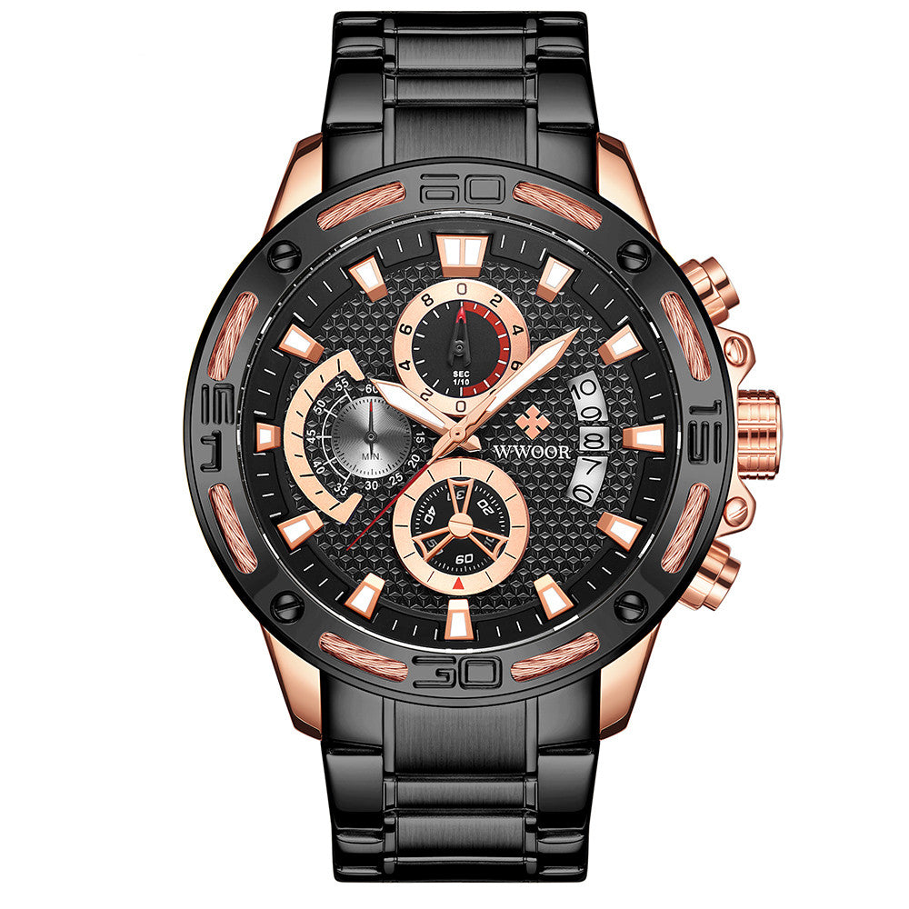 WWOOR Fashion Mens Watches Top Brand Luxury Gold Full Steel Quartz Watch Men Waterproof Sport Chronograph Relogio Masculino - ARCHSHOPE