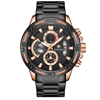 WWOOR Fashion Mens Watches Top Brand Luxury Gold Full Steel Quartz Watch Men Waterproof Sport Chronograph Relogio Masculino - ARCHSHOPE