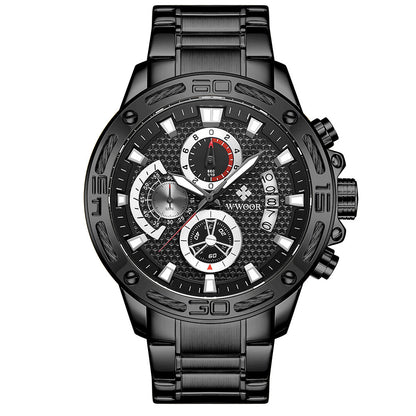 WWOOR Fashion Mens Watches Top Brand Luxury Gold Full Steel Quartz Watch Men Waterproof Sport Chronograph Relogio Masculino - ARCHSHOPE