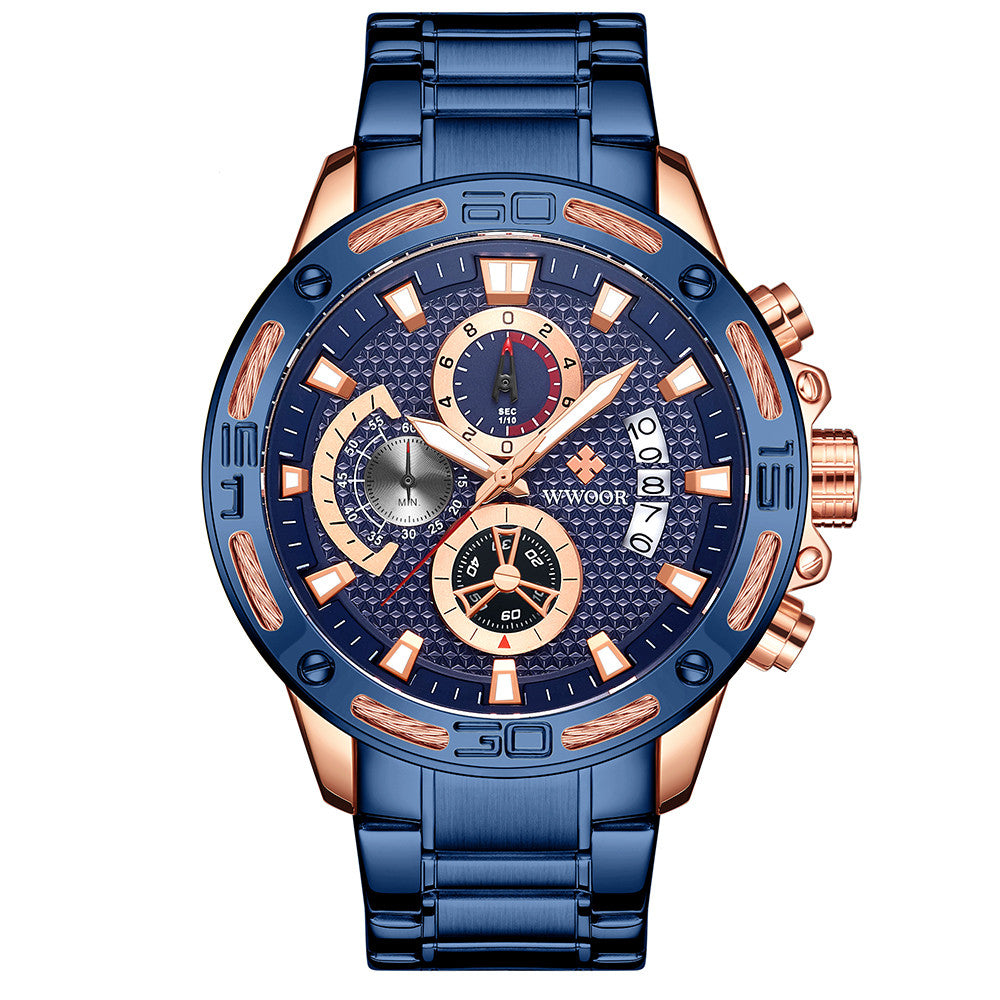 WWOOR Fashion Mens Watches Top Brand Luxury Gold Full Steel Quartz Watch Men Waterproof Sport Chronograph Relogio Masculino - ARCHSHOPE