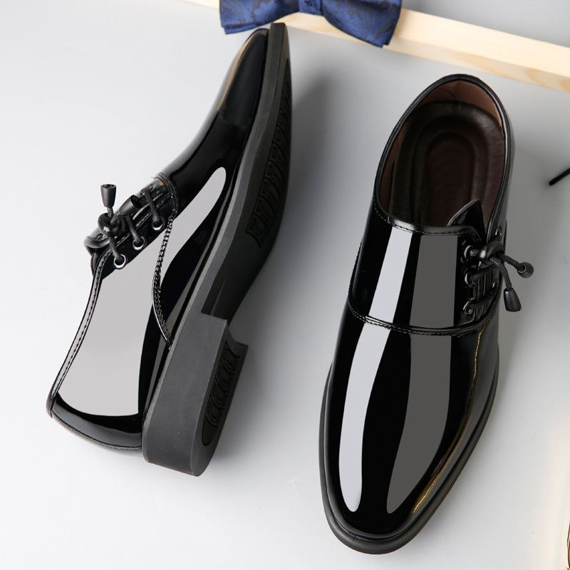 Chaussures italiennes en cuir verni tendance pour hommes, chaussures d'affaires à lacets, Oxfords grande taille, chaussures de soirée de mariage pour hommes, cuir noir
