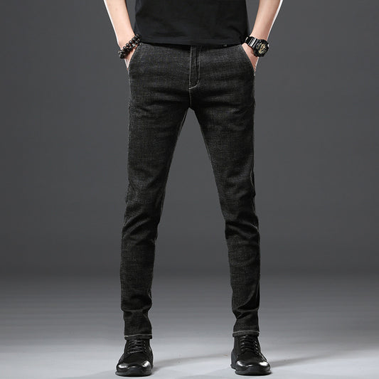 Stretch Loose Men Plus Flint Jeans version coréenne logo populaire slim skinny leg pantalon long pantalon noir Haren pantalon
