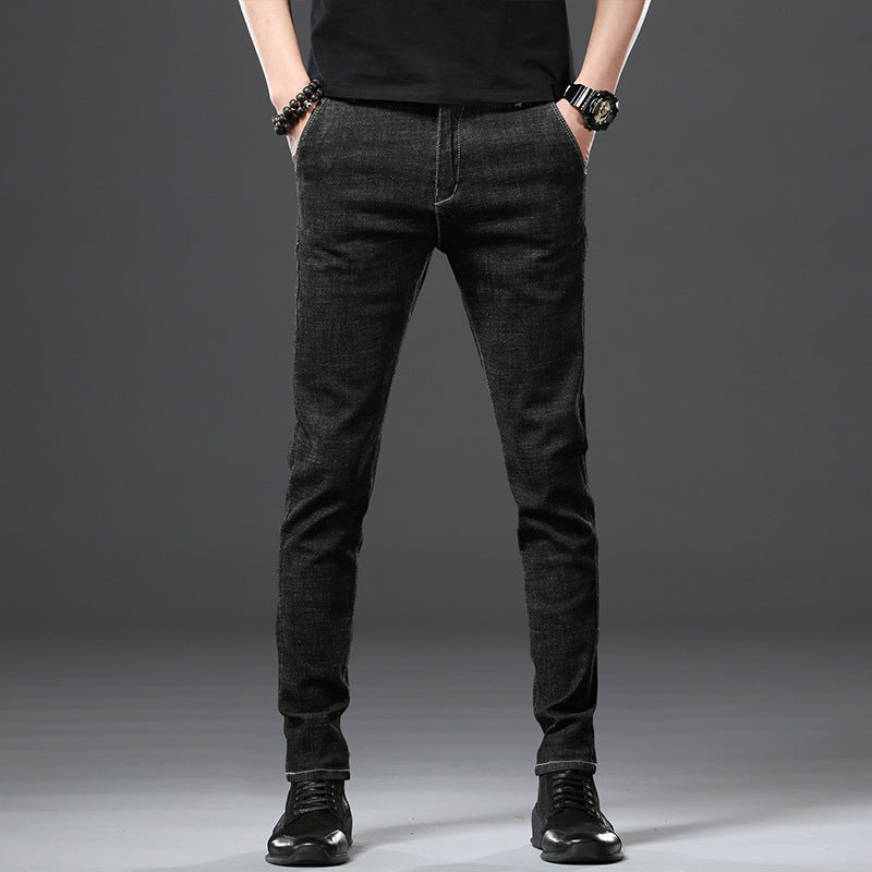 Stretch Loose Men Plus Flint Jeans version coréenne logo populaire slim skinny leg pantalon long pantalon noir Haren pantalon