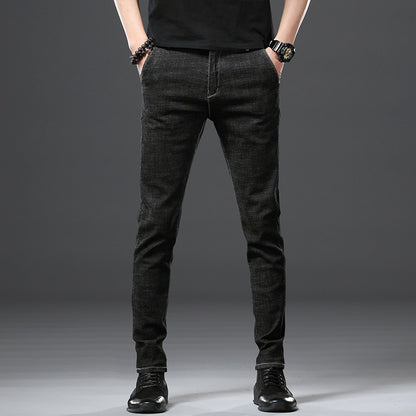 Stretch Loose Men Plus Flint Jeans version coréenne logo populaire slim skinny leg pantalon long pantalon noir Haren pantalon