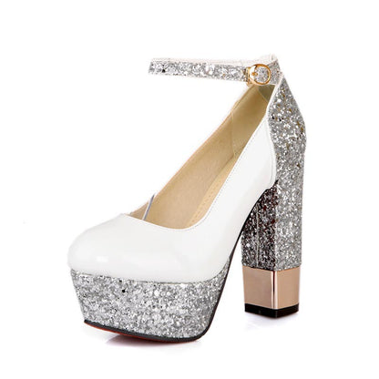 Retro patent leather buckle platform thick heel shoes - ARCHSHOPE