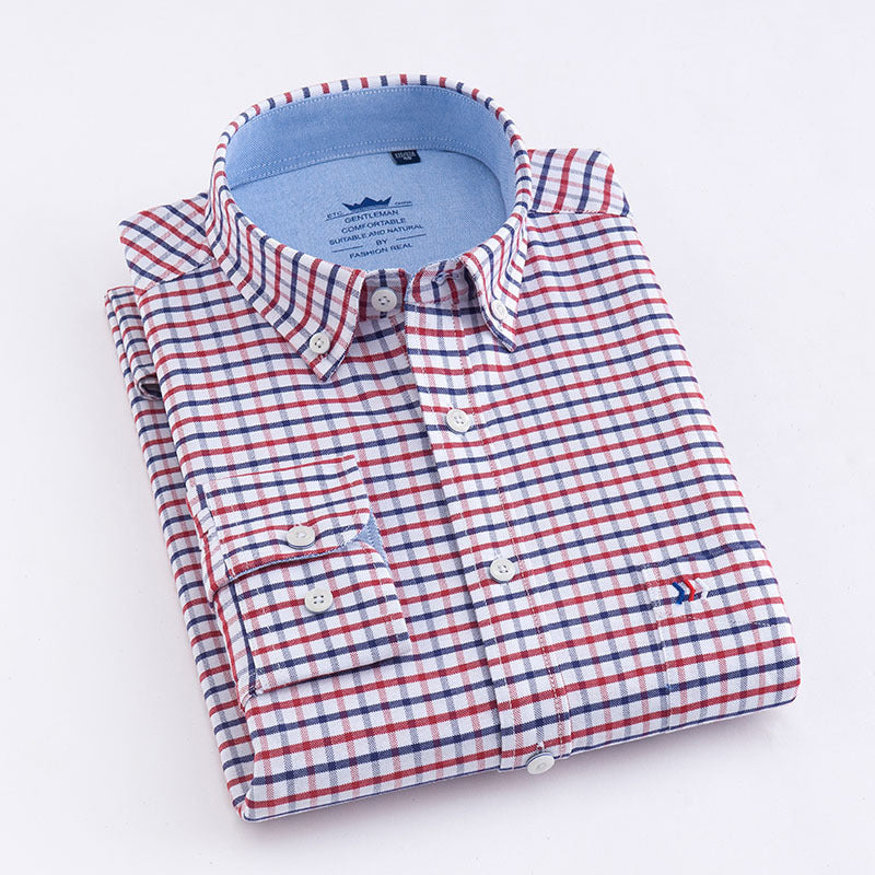 Long-sleeved Business Casual Non-iron Professional Plaid Shirt