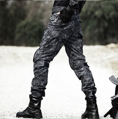 Pantalon tactique militaire quatre saisons CP Camouflage Noir Motif Python Grenouille Pantalon Salopette