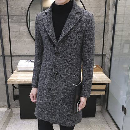 Außenhandelsdaten Verkaufen Durch Herbst Neue Mittellange Windjacke Koreanischen männer Wollmantel männer Große Größe Mantel Männlichen NF06