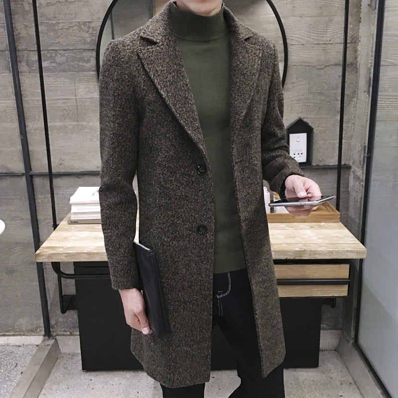 Außenhandelsdaten Verkaufen Durch Herbst Neue Mittellange Windjacke Koreanischen männer Wollmantel männer Große Größe Mantel Männlichen NF06