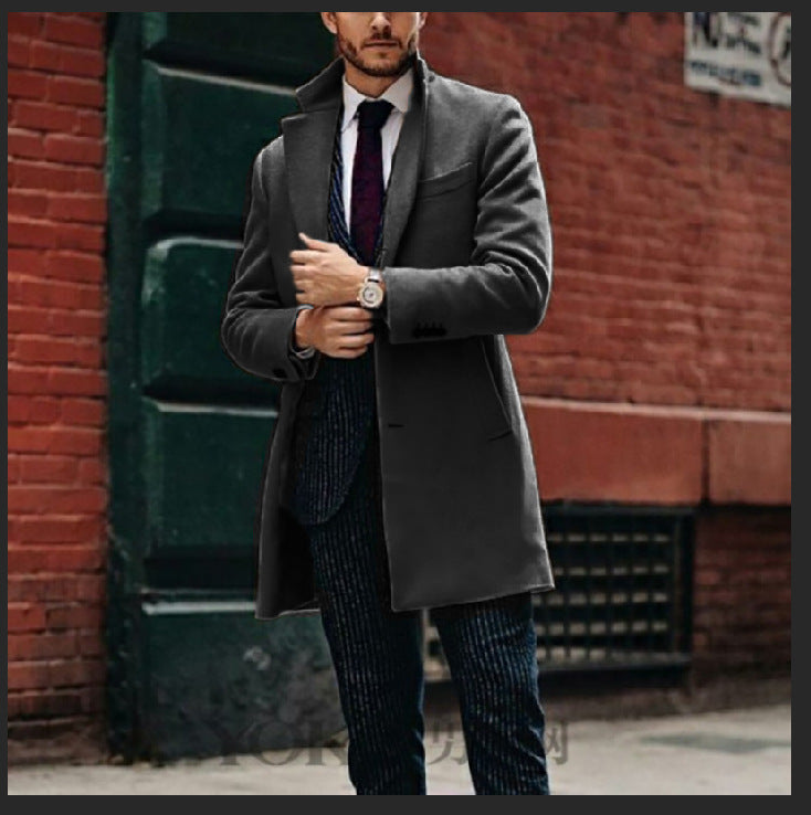 Manteau mi-long en laine double face pour homme