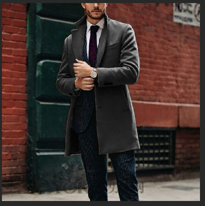 Manteau mi-long en laine double face pour homme