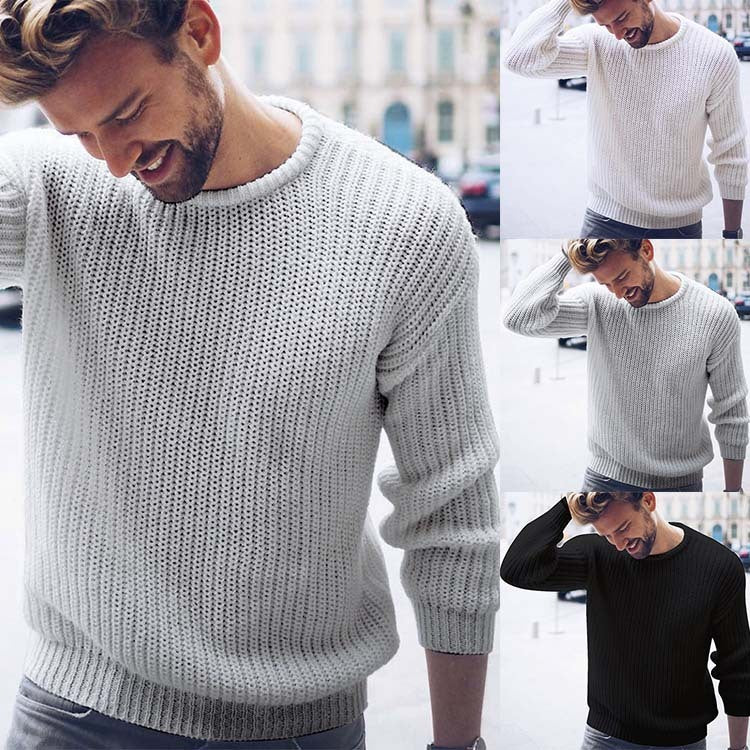 Pull pour homme Pull décontracté de couleur unie en tricot