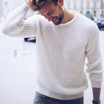 Pull pour homme Pull décontracté de couleur unie en tricot