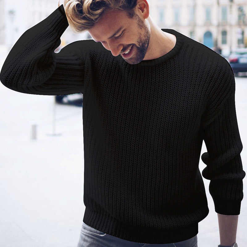 Pull pour homme Pull décontracté de couleur unie en tricot