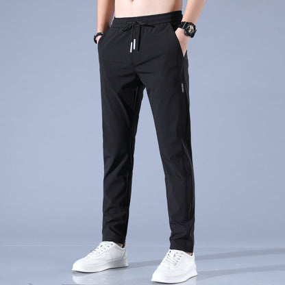Ice Silk Pants Herren Sommer Dünne Freizeithose Lose Gerade Atmungsaktiv