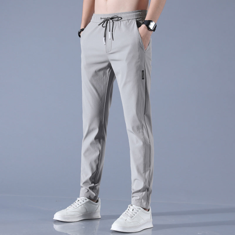 Ice Silk Pants Herren Sommer Dünne Freizeithose Lose Gerade Atmungsaktiv