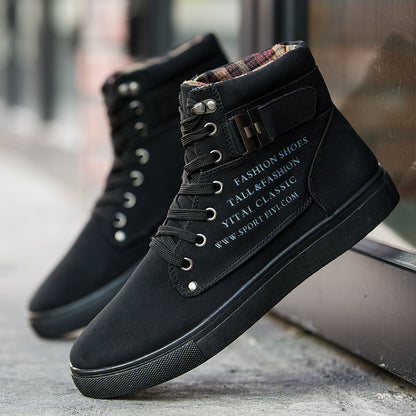 DEKABR Heißer Männer Schuhe Mode Warme Pelz Winter Männer Stiefel Herbst Leder Schuhe Für Mann Neue High Top Leinwand Casual schuhe Männer 