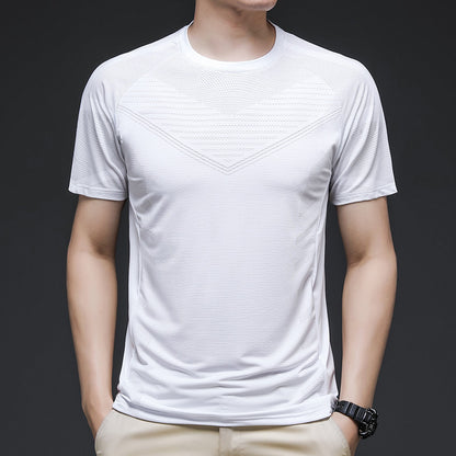 Ice Silk Short Sleeve Summer Running Men''s Elastic Quick Drying Fitness Track And Field Basketball Training T-Shirt - ARCHSHOPE