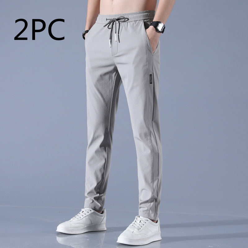 Ice Silk Pants Herren Sommer Dünne Freizeithose Lose Gerade Atmungsaktiv