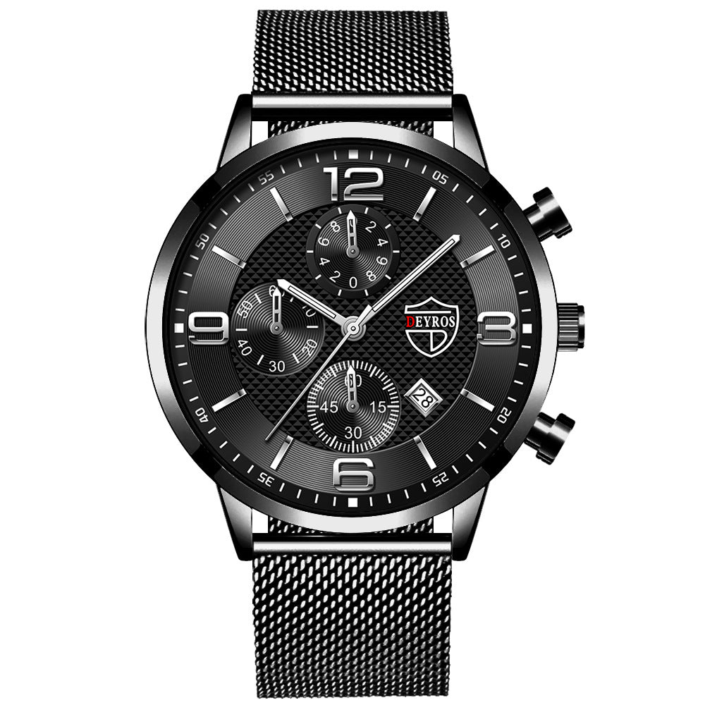 Men's Calendar Watch Business Stainless Steel Luminous Quartz Wrist Watch - ARCHSHOPE