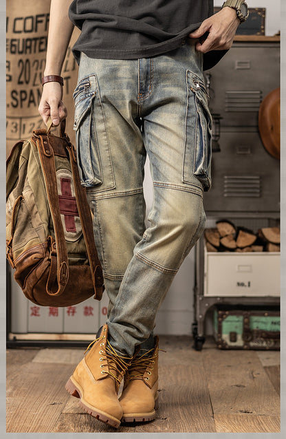 Pantalon décontracté coupe droite style rétro printemps et automne