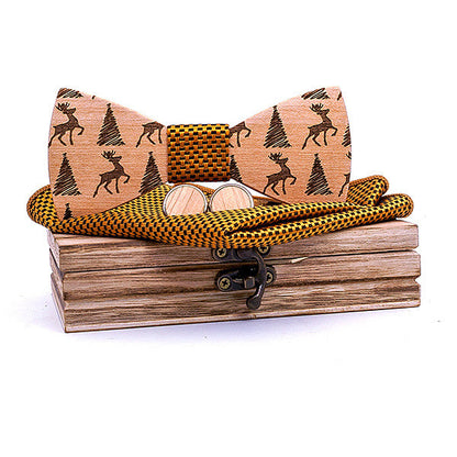 Christmas gift elk design wooden bow tie - ARCHSHOPE