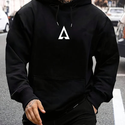 Pull à capuche décontracté à motifs géométriques pour homme avec sac