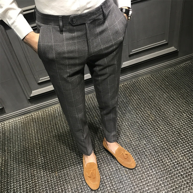 Pantalon de costume décontracté à carreaux britanniques de printemps