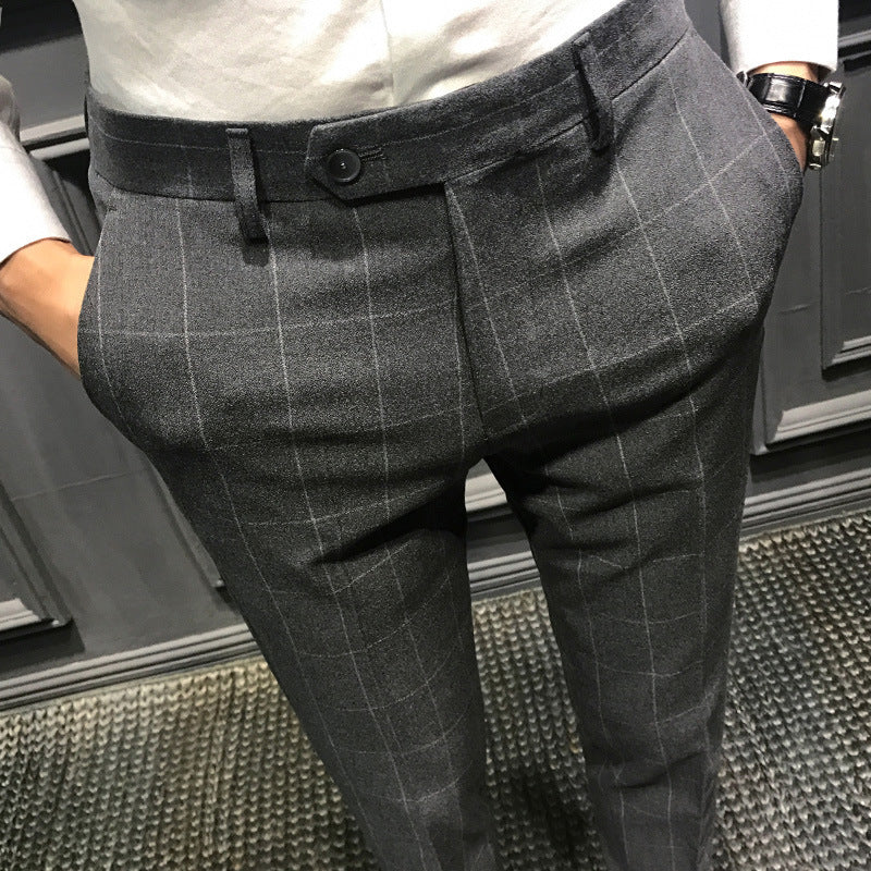 Pantalon de costume décontracté à carreaux britanniques de printemps