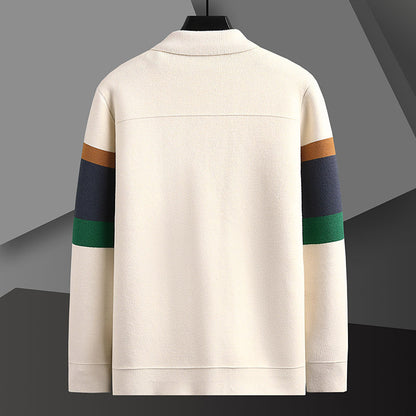 Cardigan à revers d'automne pour homme, couleur assortie, pull-manteau