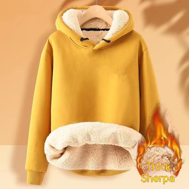 Men's Fleece Hoodie Winter Lined Padded Warm Keeping Loose Hooded Sweater - ARCHSHOPE