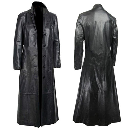 Plus Size Lederjacke Motorrad Herren Duster Pelzmantel