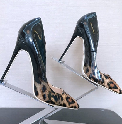 Shallow mouth pointed fine with color matching leopard sexy fashion high heels - ARCHSHOPE