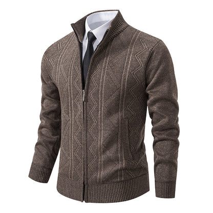 Herbst Winter Männer Wollpullover Herren Strickjacke Mantel Stehkragen