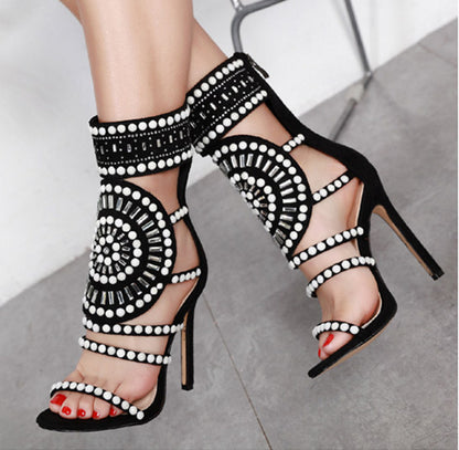 Rhinestone high heel sandals - ARCHSHOPE