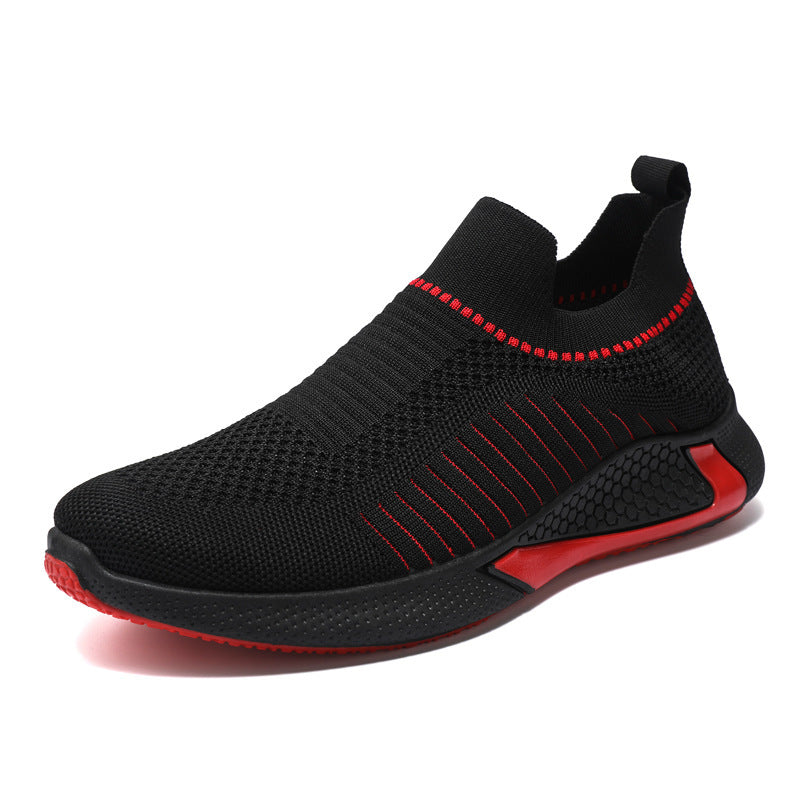 Chaussures chaussettes tendance en maille à rayures pour hommes, baskets respirantes et légères à enfiler pour l'extérieur