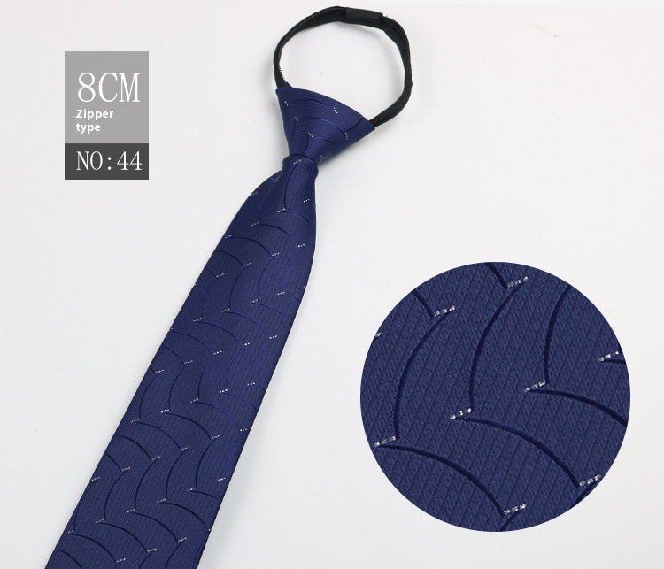 Black Men's Tie Striped Blue Business Tie Lazy Zip Tie In Stock Wholesale Pull Peels - ARCHSHOPE