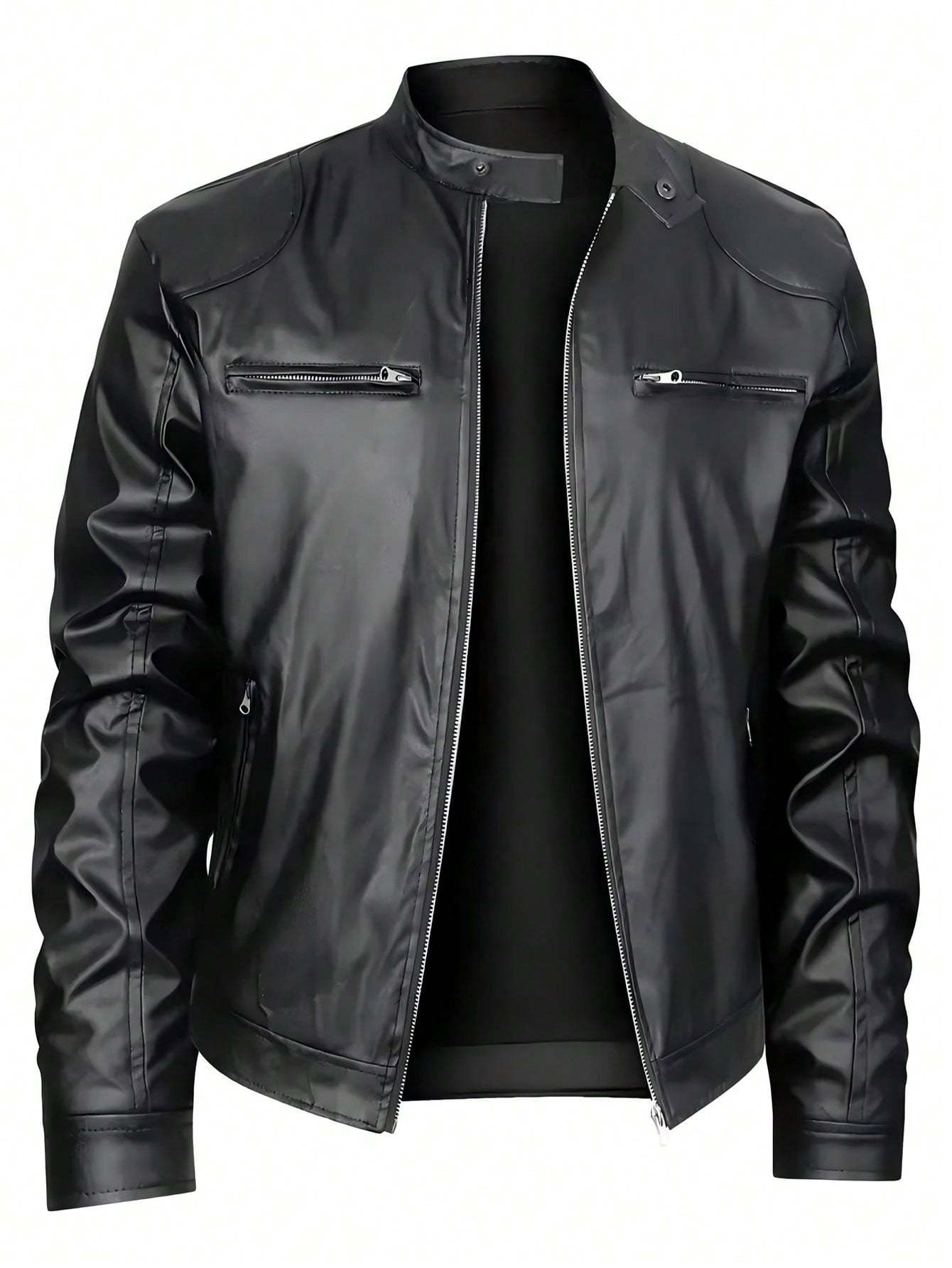 Men's Stand-up Collar Leather Jacket Business Casual Jacket - ARCHSHOPE