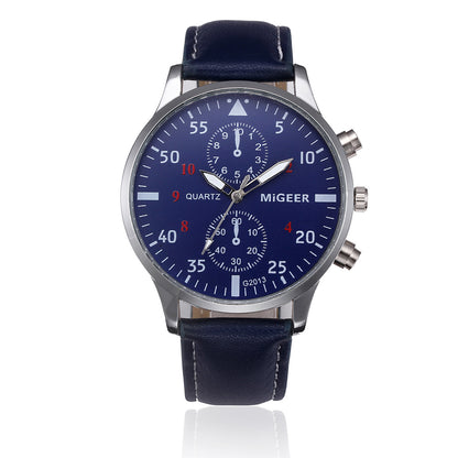 MIGEER Retro Design Men Watches Casual PU Leather Band Analog Alloy Quartz Wrist Watch Relogio masculino montre homme Clock New - ARCHSHOPE