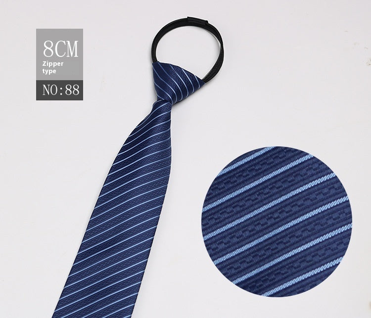 Black Men's Tie Striped Blue Business Tie Lazy Zip Tie In Stock Wholesale Pull Peels - ARCHSHOPE