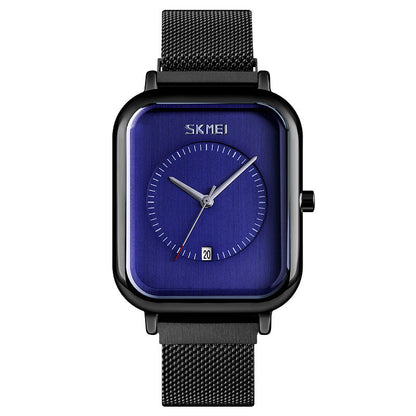 Fashionable Mens Square Business Quartz Student Mens Mesh-Strap Waterproof Calendar Watch - ARCHSHOPE