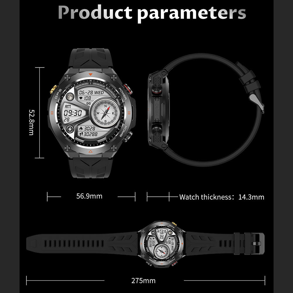 SENBONO GPS Smart Watch Men 1.45'' HD Screen Built-In GPS Altimeter Barometer Compass AI Voice Compatible With Android & IPhone - ARCHSHOPE
